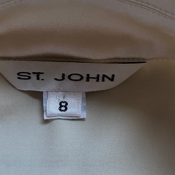 St. John Collection Cream Satin Ruffle Blouse - Picture 5 of 14